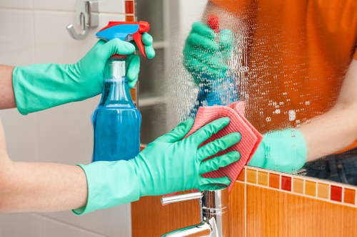 Deep cleaning a bathroom during end of tenancy cleaning