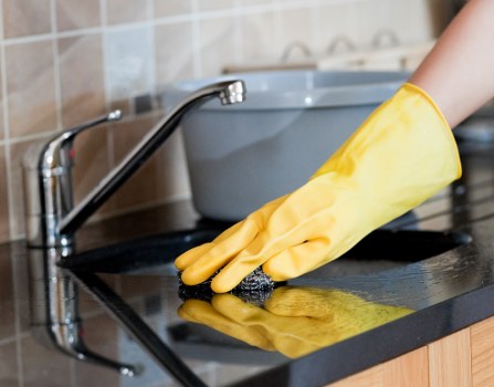 Professional office cleaning in a modern reception area