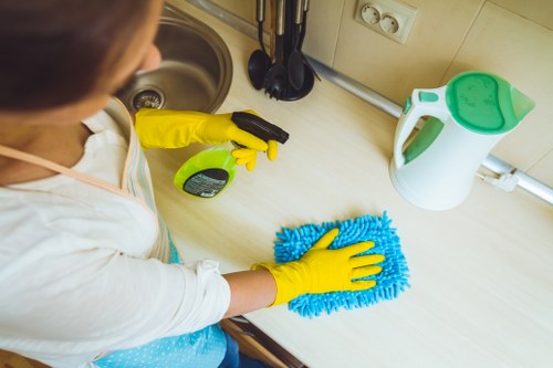 Professional Barnet cleaners working in a clean modern home