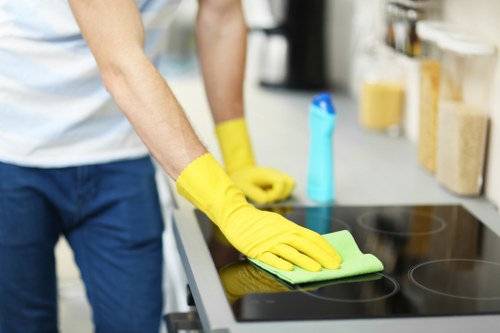Deep office cleaning of shared kitchen and break room