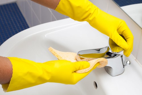 Bathroom surfaces cleaned as part of a one off cleaning service